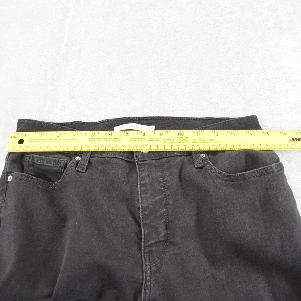 Levi's 318 Shaping Jeans Womens 29 Black Wide Leg Flare Stretch Mid Rise Y2K - Picture 6 of 13